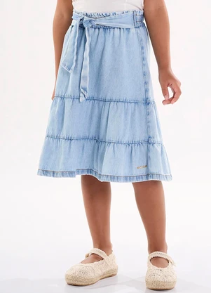 Up Baby - Saia Midi Infantil em Jeans Azul - UP BABY