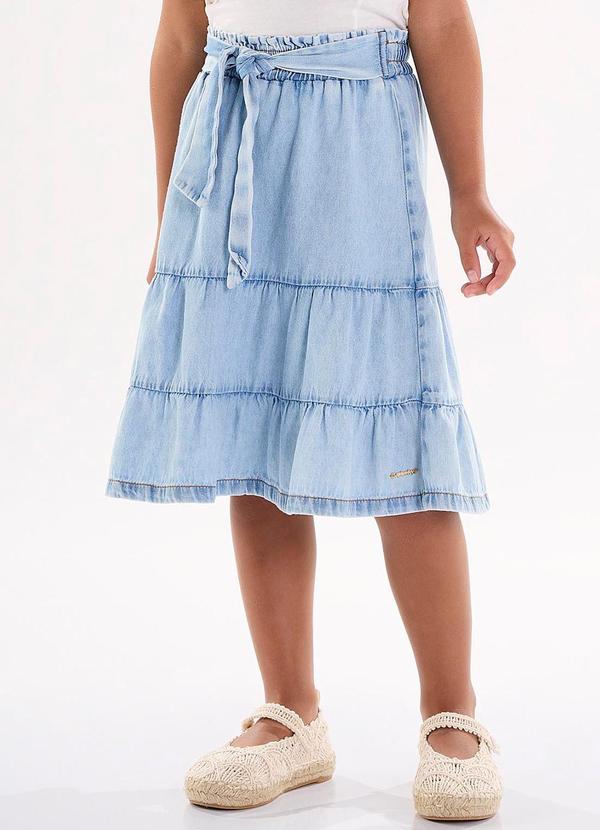 Up Baby - Saia Midi Infantil em Jeans Azul