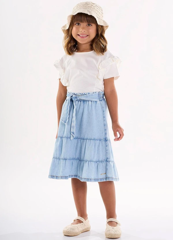 Up Baby - Saia Midi Infantil em Jeans Azul 2