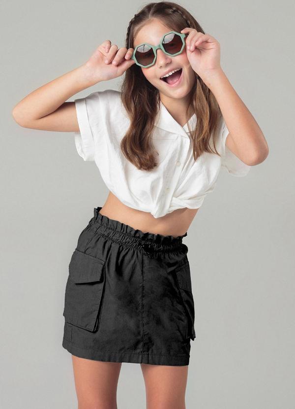 Sun Place - Saia Sarja Infantil Menina Parachute Preto 2