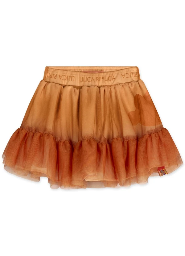 Lilica Ripilica - Saia Tule Babados Infantil Feminina Laranja