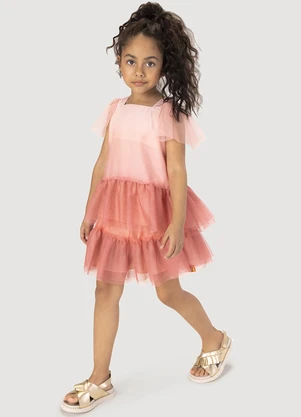 Lilica Ripilica - Saia Tule Babados Infantil Feminina Rosa - LILICA RIPILICA