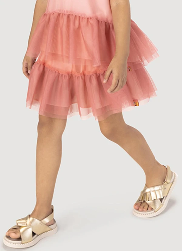 Lilica Ripilica - Saia Tule Babados Infantil Feminina Rosa