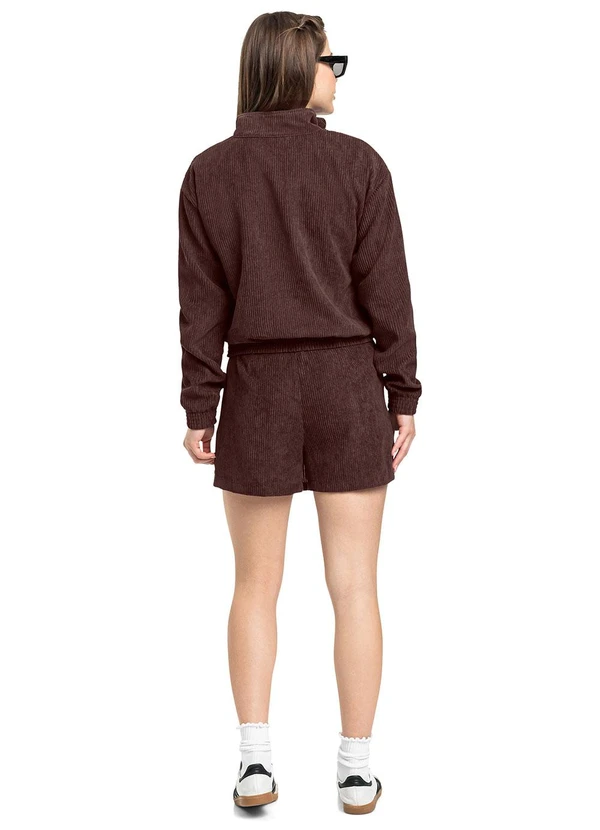 Gloss - Short-Saia Juvenil em Veludo Cotelê Marrom 2