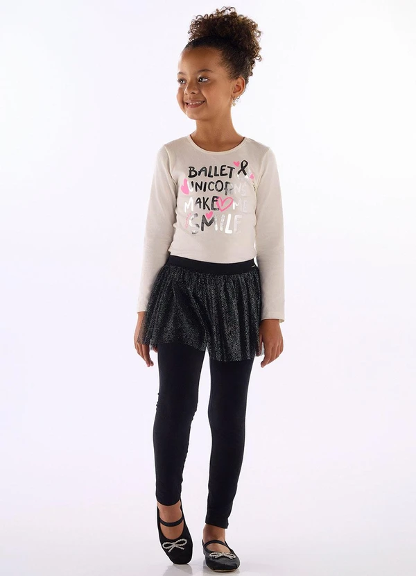 Quimby - Calça Legging Saia Tule Glitter Preto 2