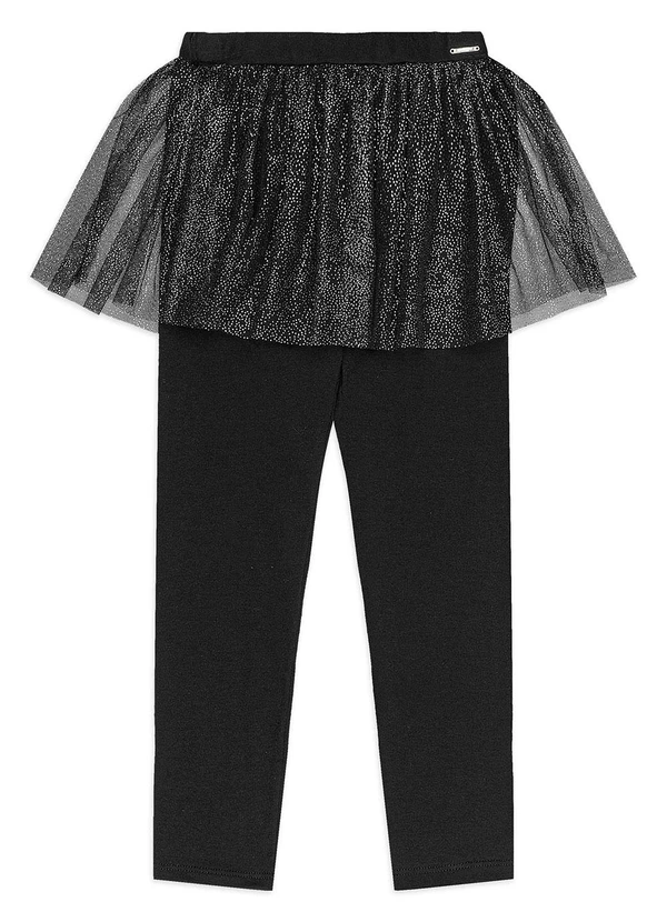 Quimby - Calça Legging Saia Tule Glitter Preto 3