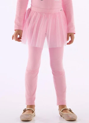 Quimby - Calça Legging Saia Tule Glitter Rosa - QUIMBY