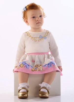 Quimby - Conjunto Bebê Blusa Saia Branco - QUIMBY