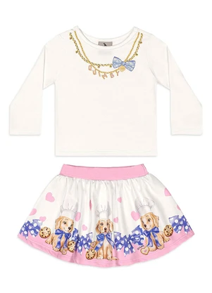 Quimby - Conjunto Bebê Blusa Saia Branco - QUIMBY