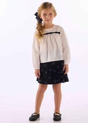 Up Baby - Conjunto Blusa e Saia Bordada Branco - UP BABY