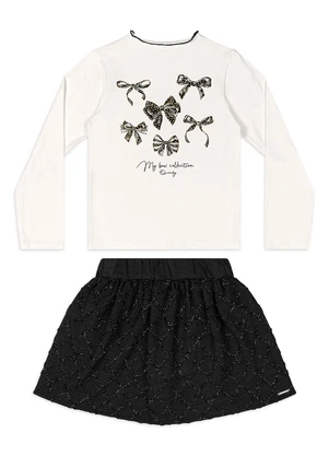 Quimby - Conjunto Blusa Saia-Short Branco - QUIMBY