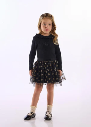 Up Baby - Conjunto Blusa Saia Tule Preto - UP BABY