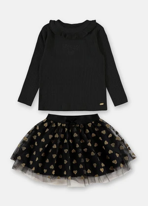 Up Baby - Conjunto Blusa Saia Tule Preto - UP BABY