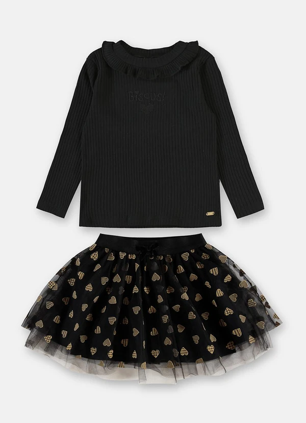 Up Baby - Conjunto Blusa Saia Tule Preto 2