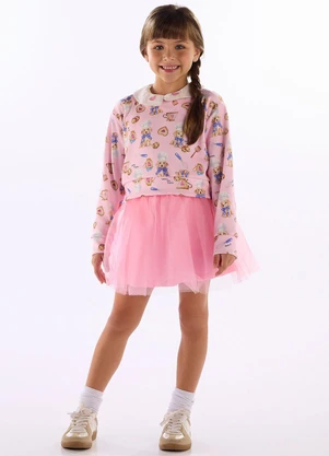 Quimby - Conjunto Blusão Saia de Tule Rosa - QUIMBY