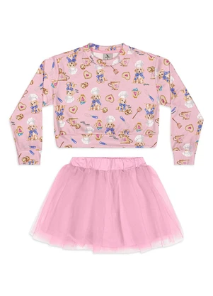 Quimby - Conjunto Blusão Saia de Tule Rosa - QUIMBY
