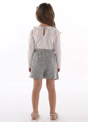Up Baby - Conjunto Cotton Short-Saia Tweed Branco - UP BABY
