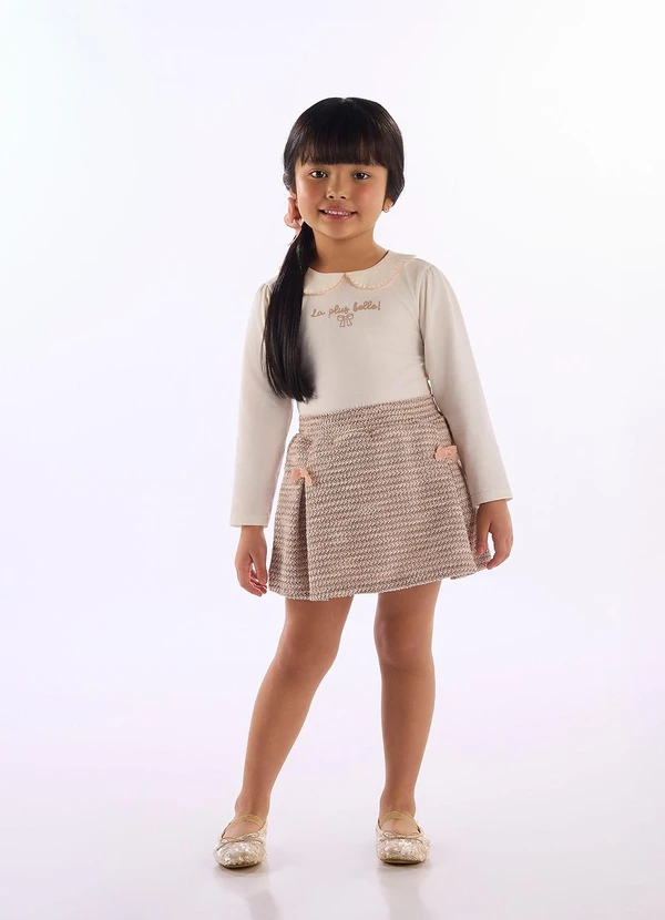 Up Baby - Conjunto Cotton Short Tweed Branco