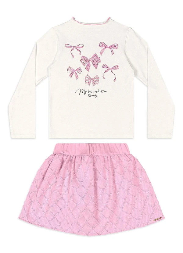 Quimby - Conjunto Infantil Blusa com Saia-Short Bege 2