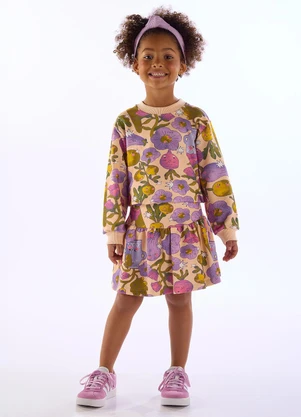 Três e Já - Conjunto Pomar Blusão Saia Rosa - TRÊS E JÁ