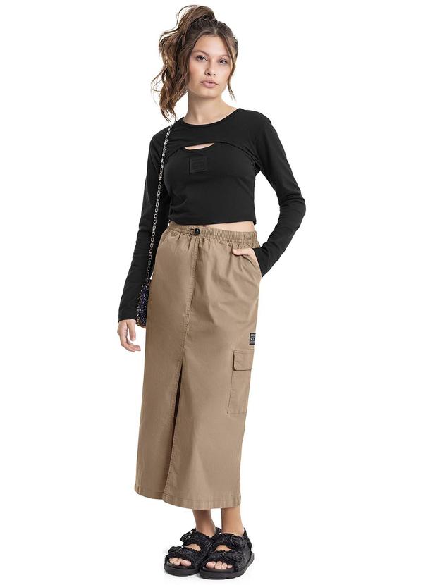 Gloss - Saia Cargo Midi em Sarja Juvenil Marrom 2