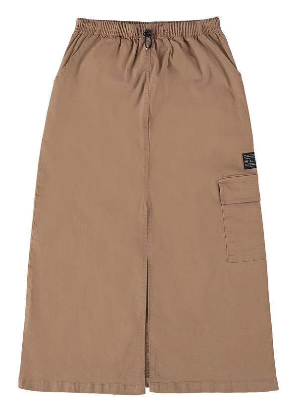 Gloss - Saia Cargo Midi em Sarja Juvenil Marrom 3