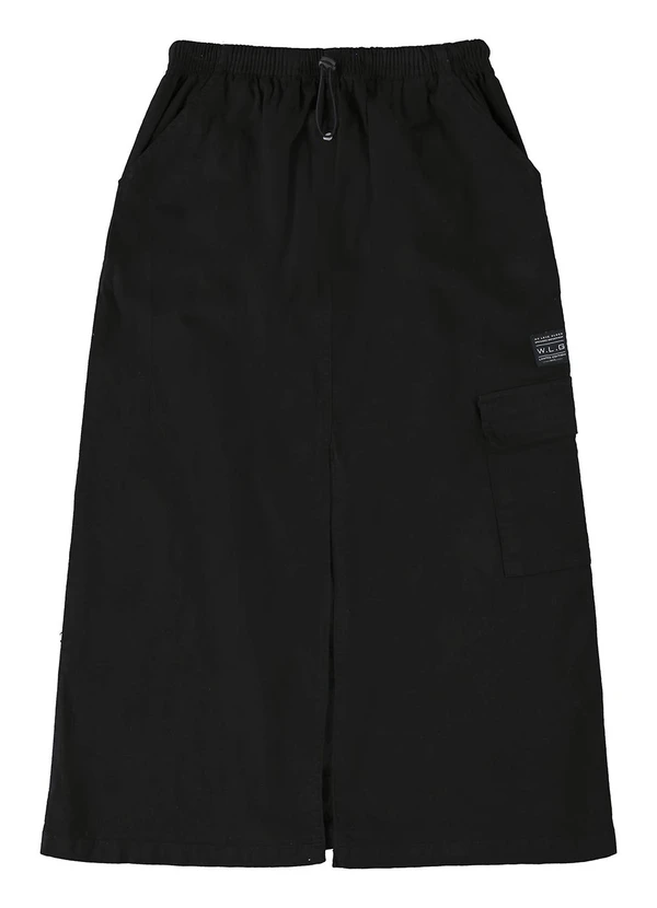 Gloss - Saia Cargo Midi em Sarja Juvenil Preto 3