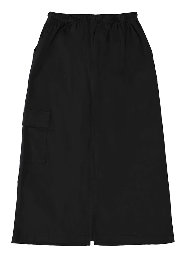 Gloss - Saia Cargo Midi em Sarja Juvenil Preto 4