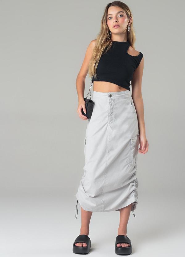 Sun Place - Saia Midi Parachute Cinza Feminina Cinza 3