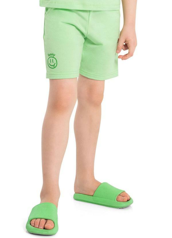 Quimby - Bermuda Básica Emoji Infantil Unissex Verde