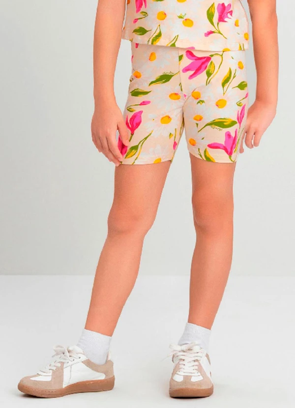 Quimby - Bermuda Ciclista Floral para Menina Quimby Branco