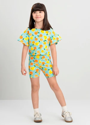Bermuda Ciclista Infantil em Cotton Quimby Azul - QUIMBY