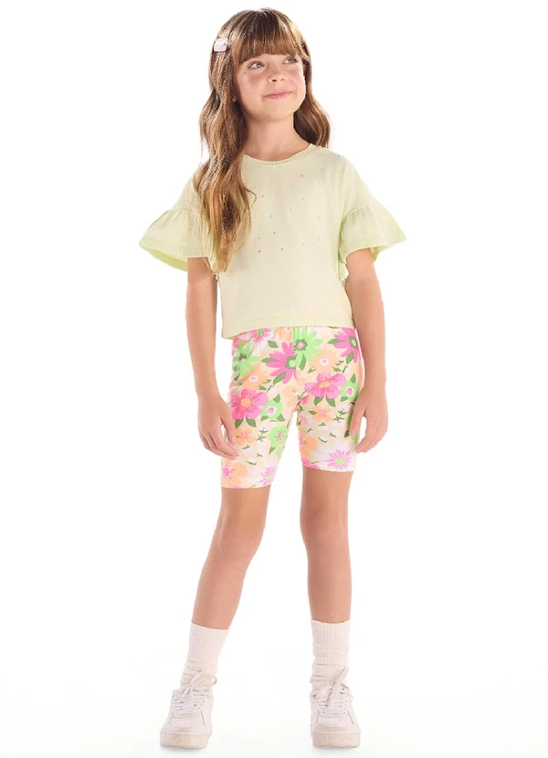 Quimby - Bermuda Ciclista Infantil em Cotton Rosa 2