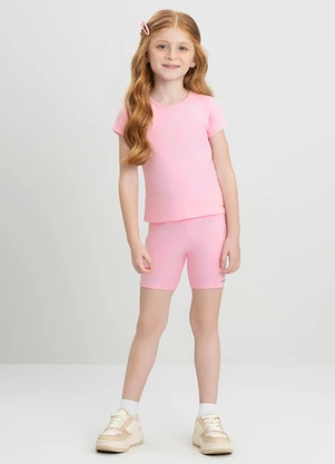Bermuda Ciclista Infantil em Cotton Quimby Rosa - QUIMBY