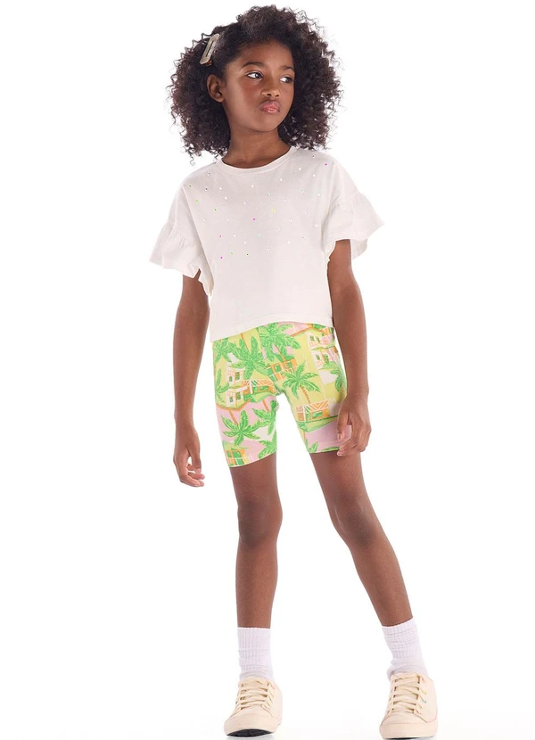 Quimby - Bermuda Ciclista Infantil em Cotton Verde 2