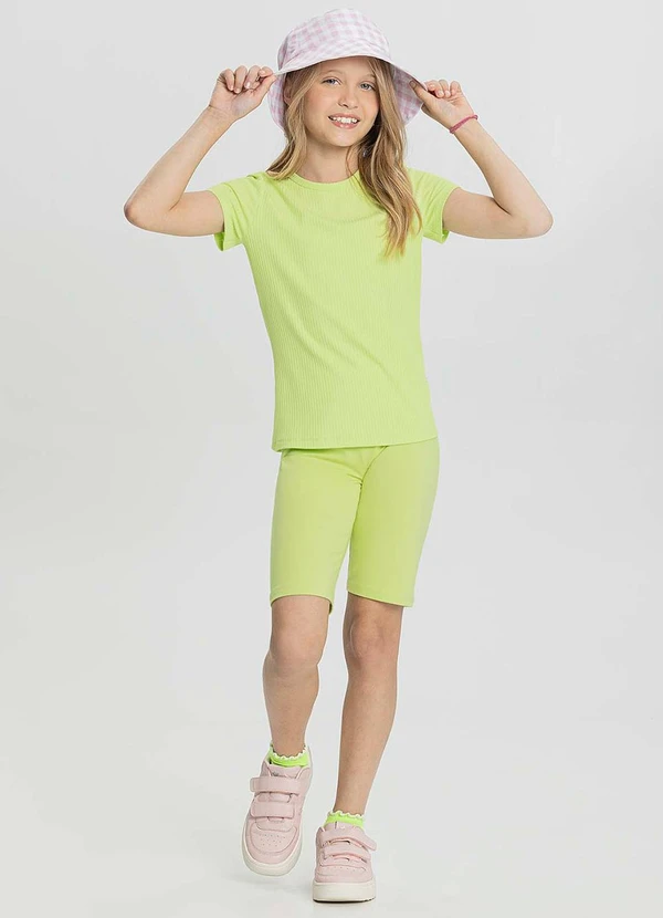 Alakazoo - Bermuda Ciclista Infantil em Malha Básica Verde 2