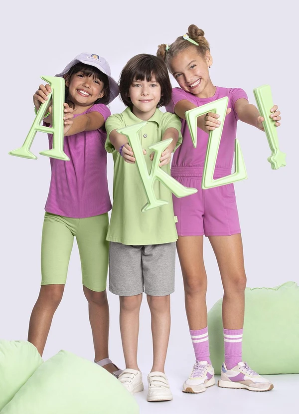 Alakazoo - Bermuda Ciclista Infantil em Malha Básica Verde 3