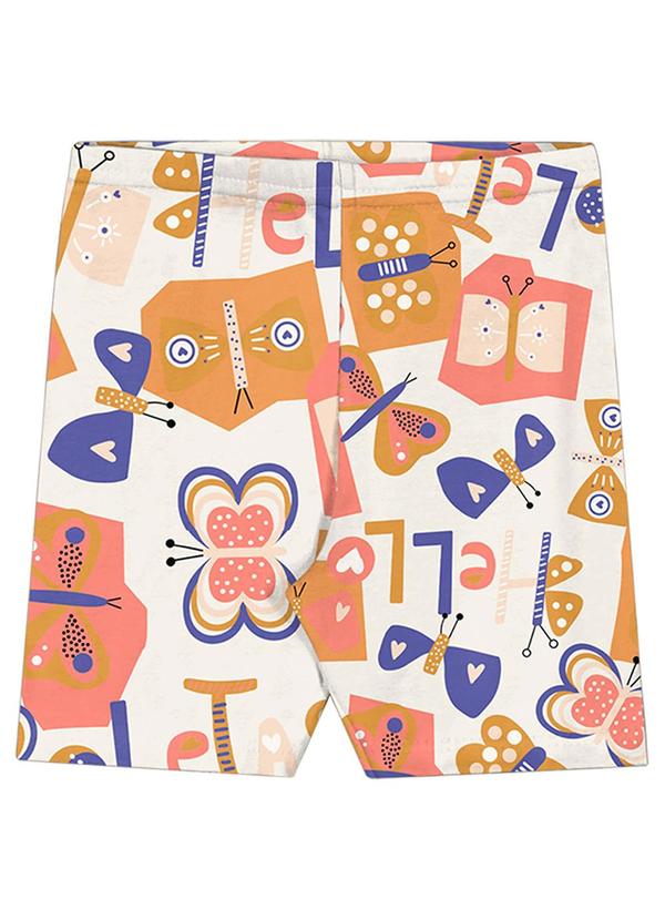 Elian - Bermuda Ciclista Infantil Menina Estampada Bege