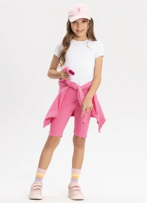 Alakazoo - Bermuda Ciclista Menina em Malha Cotton Rosa - ALAKAZOO