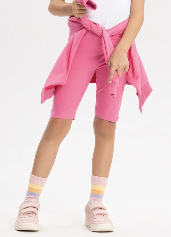 Alakazoo - Bermuda Ciclista Menina em Malha Cotton Rosa