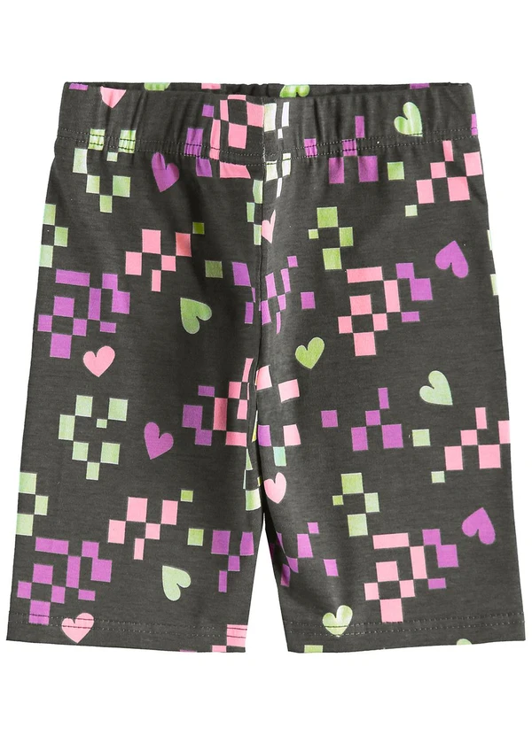 Malwee Kids - Bermuda Ciclista Pixels Cinza Escuro