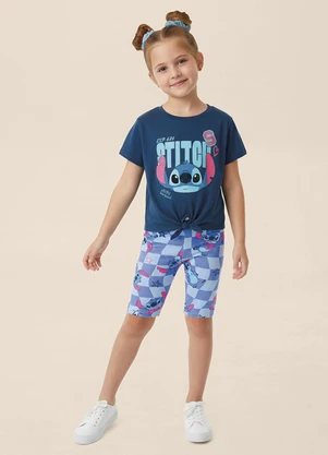 Malwee Kids - Bermuda Ciclista Stitch Disney® Azul - MALWEE KIDS