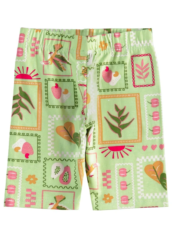 Malwee Kids - Bermuda Ciclista Tropical Verde Claro