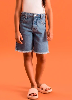 Bugbee - Bermuda Jorts Infantil em Jeans Azul - BUGBEE
