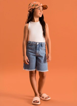Bugbee - Bermuda Jorts Infantil em Jeans Azul - BUGBEE