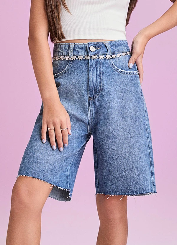 I Am - Bermuda Jorts Jeans Alongado Azul