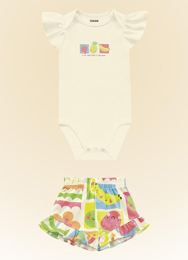 Fakini Kids - Conjunto Body/Short Bege