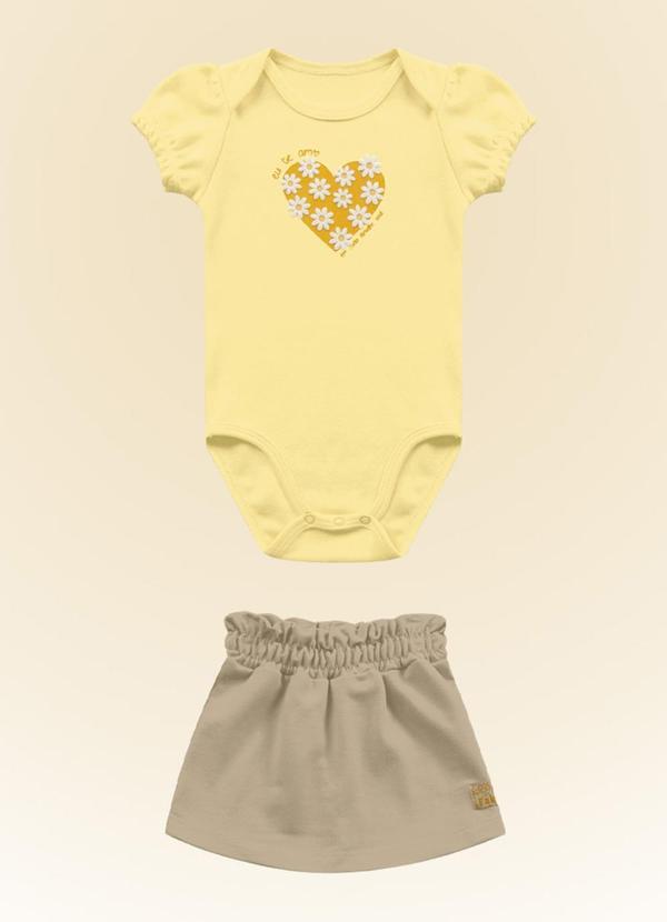 Fakini Kids - Conjunto Body/Short Saia Amarelo