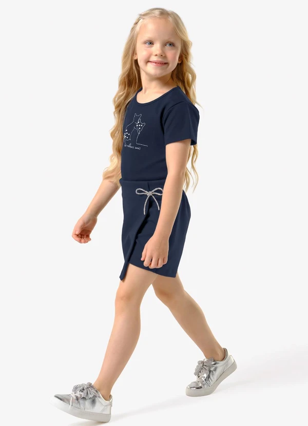 Trick Nick - Conjunto Infantil Blusa com Shorts Saia Azul