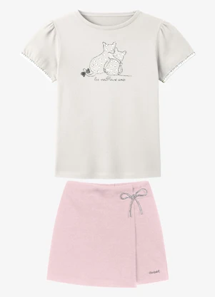Trick Nick - Conjunto Infantil Blusa com Shorts Saia Bege - TRICK NICK